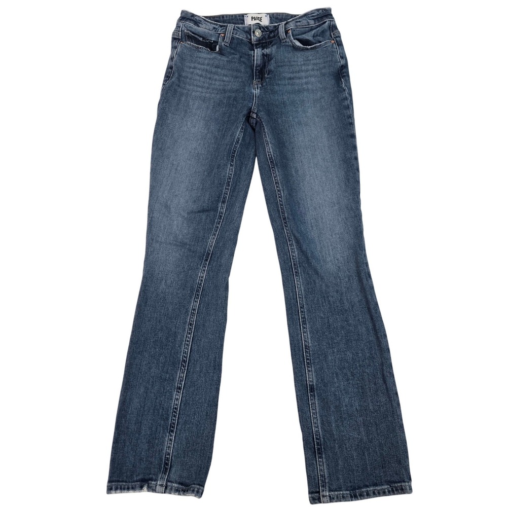 Paige Cindy High Rise Straight Jeans Soulful Wash Raw Hem Distressed 25 W26x28